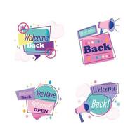 reopening, message advertising speech bubbles megaphone icons vector