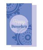 happy dussehra festival of india, traditional religious indian festival mandalas banner purple vector