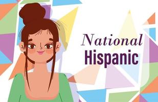 mes nacional de la herencia hispana, caricatura de mujer joven vector