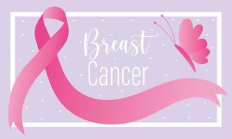 breast cancer awareness month pink ribbon flying butterfly banner vector