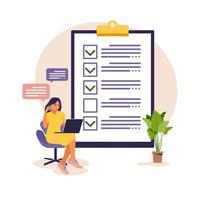 Checklist, to-do list vector illustration. List or notepad concept. Business idea, planning or coffee break. Vector illustration. Flat style.