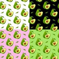 Vector seamless background with avocado fruit slices on a different background. Texture for eco and healthy food seamless pattern for kitchen, for printing on textiles, phone case with fruits avocado.