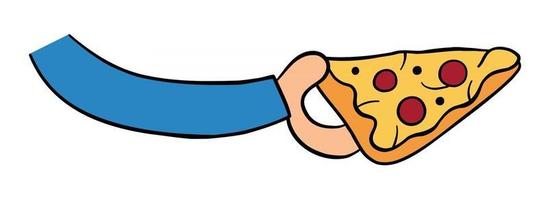 Cartoon Vector Illustration of Holding Pizza Slice