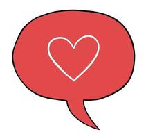 Cartoon Vector Illustration of Heart Symbol Inside Speech Bubble