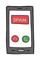 Cartoon Vector Illustration of Spam Call on Smartphone