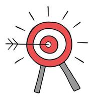 Cartoon Vector Illustration of Bulls Eye and Dart Hit the Target