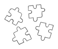 Cartoon Vector Illustration of Compatible 4 Puzzle Pieces in Different Colors