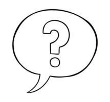 Cartoon Vector Illustration of Speech Bubble with Question Mark