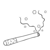 Cartoon Vector Illustration of Burning Cigarette and Its Smoke
