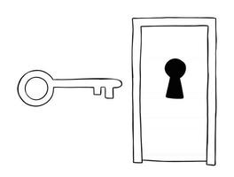 Locked Door, Person Bringing Key, Concept of Problem and Solution, Vector  Cartoon Stick Figure Illustration Stock Vector - Illustration of business,  house: 234193612