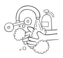 Ilustración de vector de dibujos animados de lavarse las manos con jabón