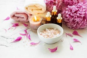 Spa concept with peonies photo