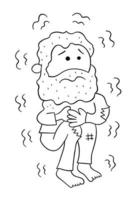 Cartoon Homeless Man Cold and Trembling Vector Illustration