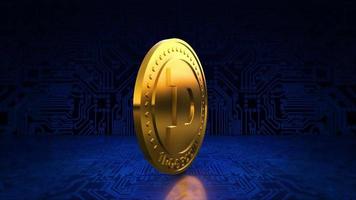 Dogecoin Cryptocurrency Spinning Animation Blue Circuit Background