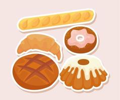 ilustraciones de comida de panaderia vector