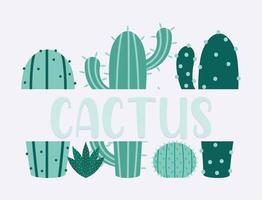 cartel de cactus verdes vector