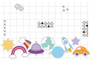 doodle items pack vector