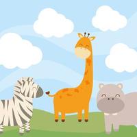 three baby animals vector