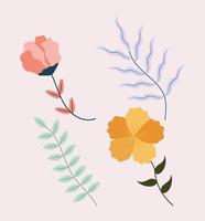 cute flowers icons vector