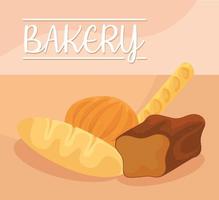 bakery lettering and breads vector