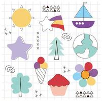 doodle icons pack vector