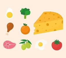 ketogenic icons set vector