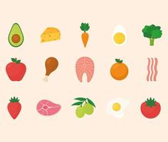 ketogenic diet icons vector
