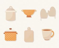 six cooking icons vector