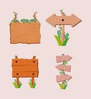 wooden signs icons vector