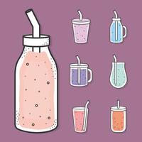 milkshakes icons bundle vector
