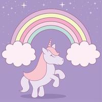rainbow and unicorn vector