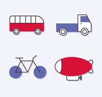 cuatro iconos de transporte vector