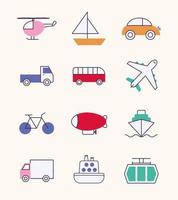 transport icons set vector