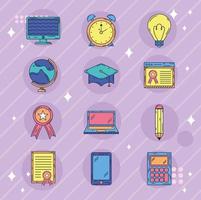 education icons group vector