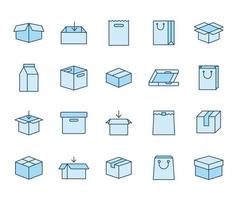 conjunto de iconos de paquetes sobre un fondo blanco vector
