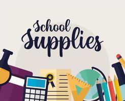 school supplements poster on a beige background vector