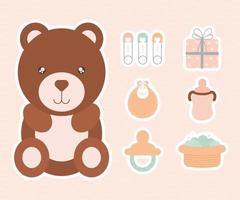 seven baby icons vector