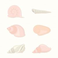 seashells icons set vector