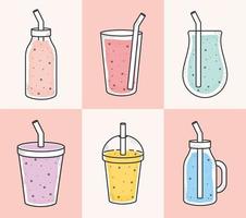 six smoothies icons vector