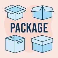 lyrics of package and set of boxes icons vector