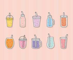 smoothies icons set vector