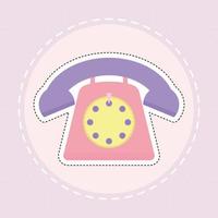80s patch of a phone on the middle of a circle vector