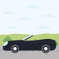 black car on a road vector