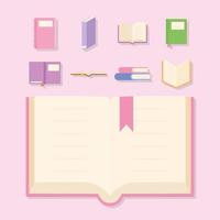 set of books icons on a pink background vector