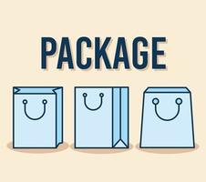 lyrics of package and set of bags icons vector
