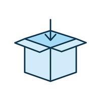 open blue packing box with one arrow on a white background vector