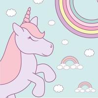 unicornio y arcoiris vector