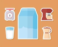 set of kitchenware icons on a orange background vector