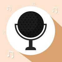 microphone with circle shape and music notes vector