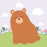 cute bear on a meadow vector